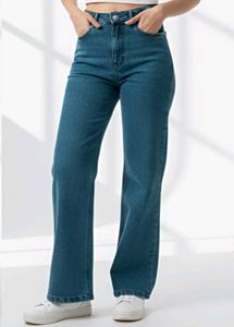 Stylish Blue Denim Wide Leg Jeans