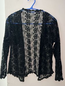 Elegant Black Lace Kimono