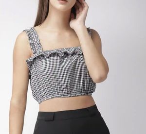 Gingham Ruffle Crop Top
