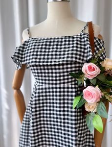 Gingham Off-Shoulder Midi Dress