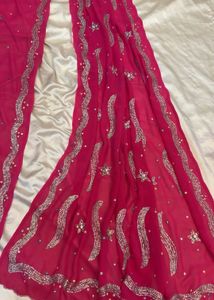 Stunning Pink Embellished Saree