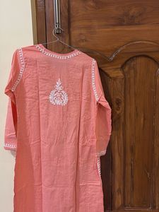 Peach Chikankari Kurta