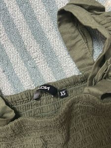Cute Smocked Olive Green Top