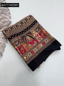 Beautiful Ajrakh Saree with Mirror Work