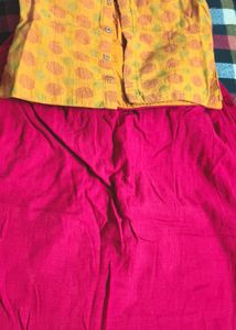 Maroon Cotton Pavada Sattai