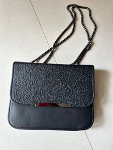 Black Lace Detail Crossbody Bag