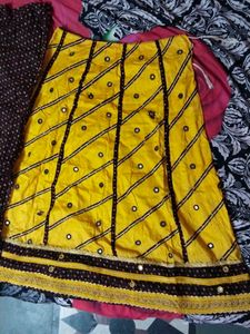Yellow Lehenga Choli with Mirror Work and dupatta