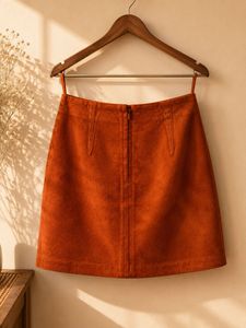 Suede Rust Mini Skirt