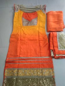 Yellow Kurta Set with Orange Dupatta