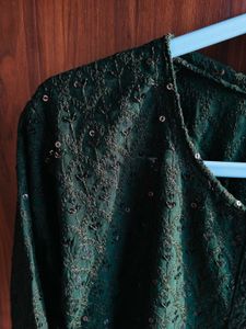 Dark Green Kurta with sequin design