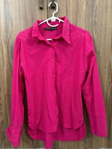 ZARA Vibrant hot Pink Button-Up Shirt