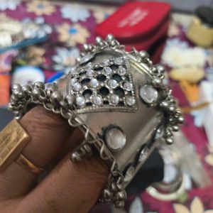 Oxidized Mirror Work Bangle