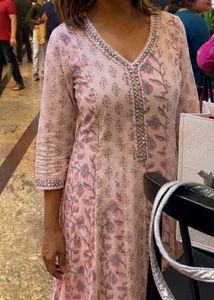 Elegant Pink Floral Kurta and dupatta