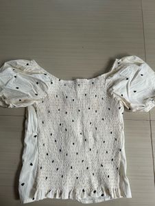Chic Off-Shoulder Heart Print Top