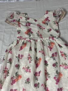 OFF WHITE FLORAL PRINT MAXI DRESS