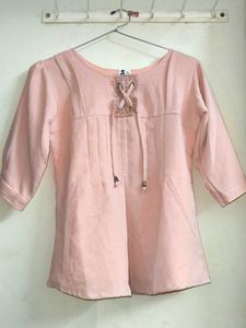 Cute Pink Lace-Up Top