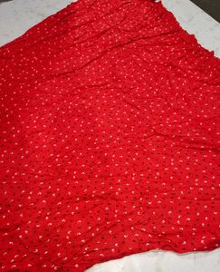 Red Printed Maxi Dress with Embellished Neckline