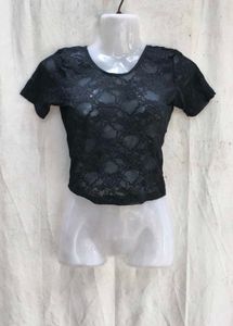 87209. Black Lace Crop Top