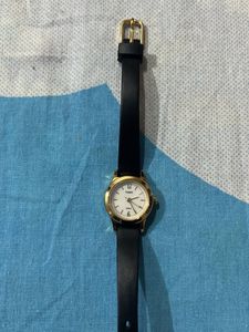 Timex Women's Black Leather Watch
