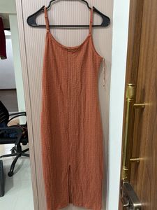 Textured Spaghetti Strap Midi Dress