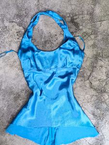Sparkling Blue Halter Neck Top