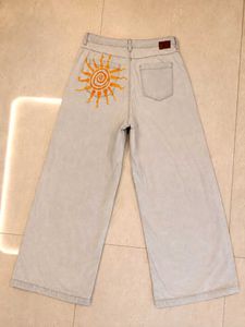 ✨Y2K Hand-Painted Sun cargo aesthetic baggy jeans