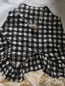 Chic Gingham Check Ruffled Top