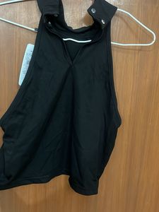 Sleek Black Halter Neck Top