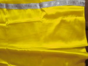 Vibrant Yellow Dress Material with Silver Border