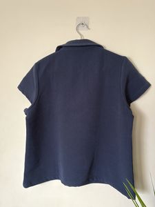 Navy Blue Top with Collar