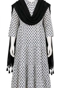 Elegant Printed Kurta Set with Scarf