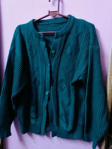 Teal Diamond Knit Cardigan