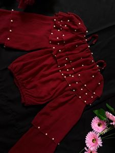 Maroon Pearl Embellished Top