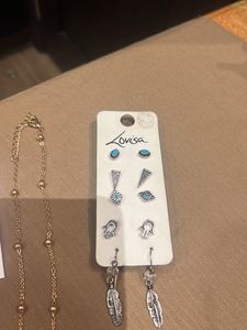 Combo of 5 earrings set + pearl necklace