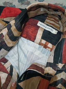Abstract Print Button-Up Shirt
