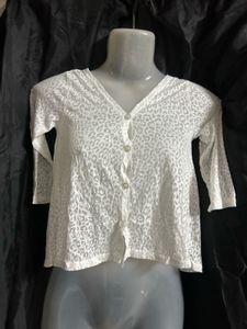Sheer Leopard Print Button-Up Top