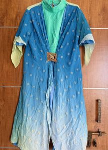 Embroidered Blue Ombre Kurta Set