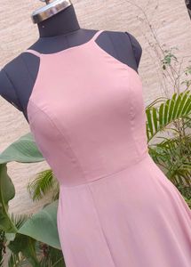 Elegant Pink Maxi Dress with High Slit