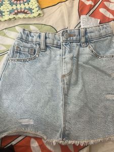 Light Wash Denim Mini Skirt and crochet top