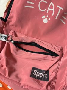 Cute Peach Cat Sport Backpack with Kit