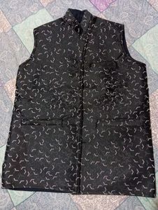 Patterned Black Vest