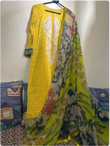 Vibrant Yellow Embroidered Kurta Set with Dupatta
