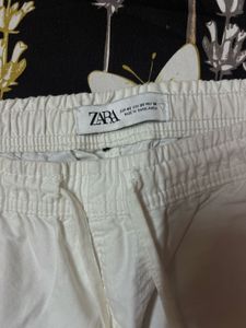 Zara White Relaxed Fit Pants