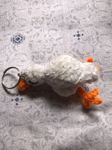 Cute White Chicken Keychain