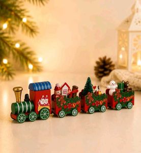 Festive Wooden Christmas Train Decor