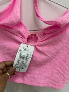 Shein Textured Halter Neck Crop Top