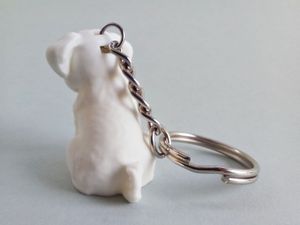 Cute White Dog Keychain