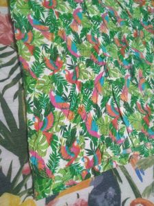 Tropical Parrot Print Short Sleeve Shirt