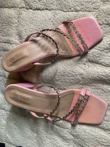 Sparkling Pink Heeled Sandals