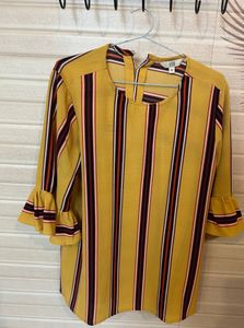 And Striped Yellow top with Bell Sleeves
